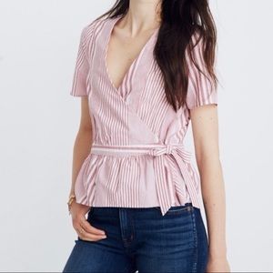 Madewell striped wrap top